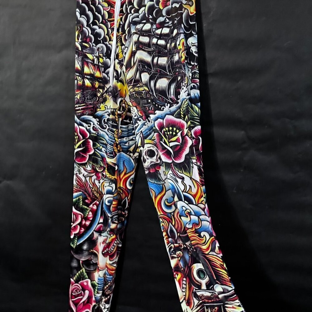 MESH Tattoo Pants Conceptual Subculture One Size fits Small Medium Beach Cover - Picture 3 of 8